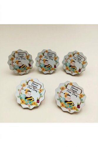 Arı Temalı Bebek Ahşap Magnet Bebek Süsü