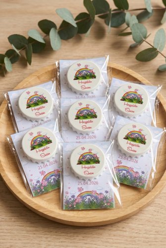 Gökkuşağı Unicorn Bebek Hediyelik Yuvarlak Açacak Magnet 20'li Paket