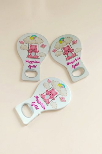 Pembe Ayıcık Balon Kız Bebek Açacak Magnet Bebek Süsü
