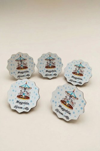 Atlıkarınca Erkek Bebek Ahşap Magnet