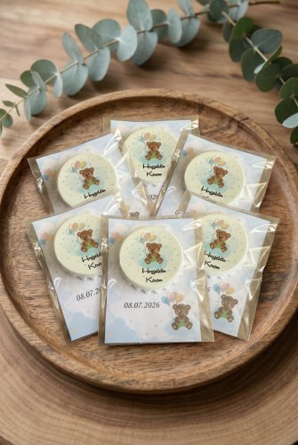 Balonlu Ayıcık Bebek Hediyelik Yuvarlak Açacak Magnet 20'li Paket