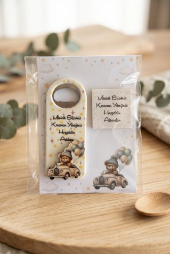 Arabadaki Ayıcık Bebek Hediyelik Açacak Magnet 20'li Paket