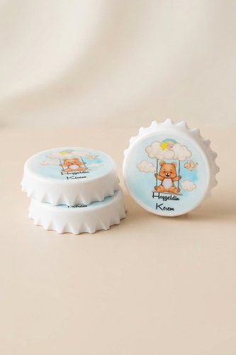 Salıncakta Ayıcık Erkek Bebek Yuvarlak Açacak Magnet Bebek Süsü