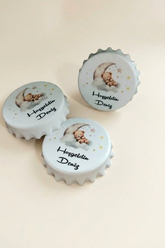 Ayda Uyuyan Bebek Yuvarlak Açacak Magnet Bebek Süsü