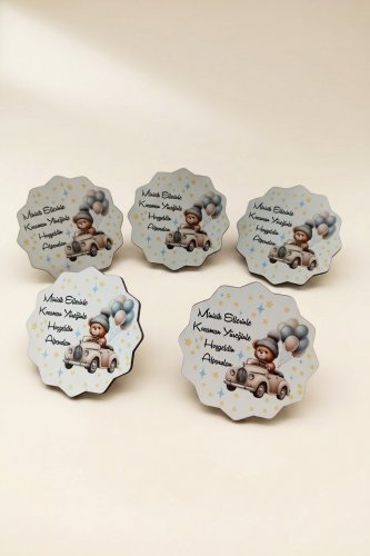 Ayıcıklı Araba Erkek Bebek Ahşap Magnet