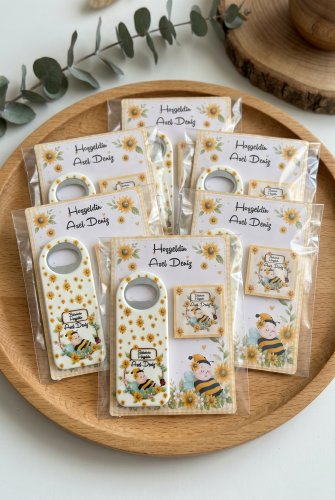 Arı ve Ayçiçeği Bebek Hediyelik Açacak Magnet Set 20'li Paket