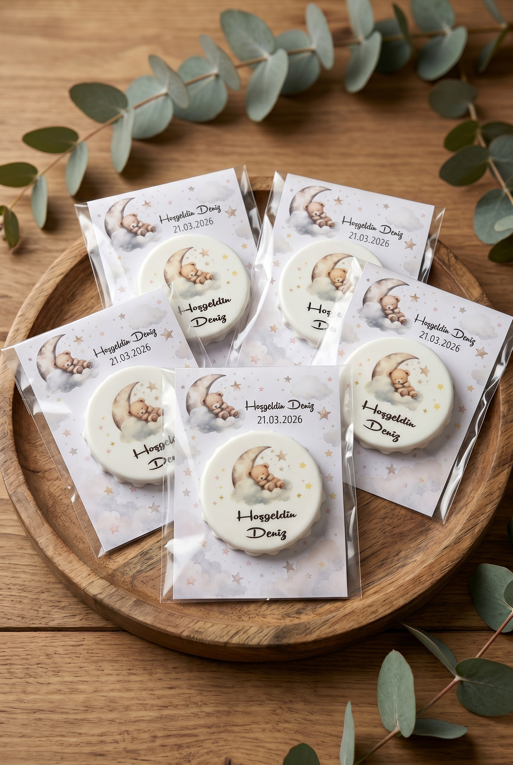 Ayda Uyuyan Kuzu Bebek Hediyelik Çikolatalı Çikolata Magnet 20'li Paket