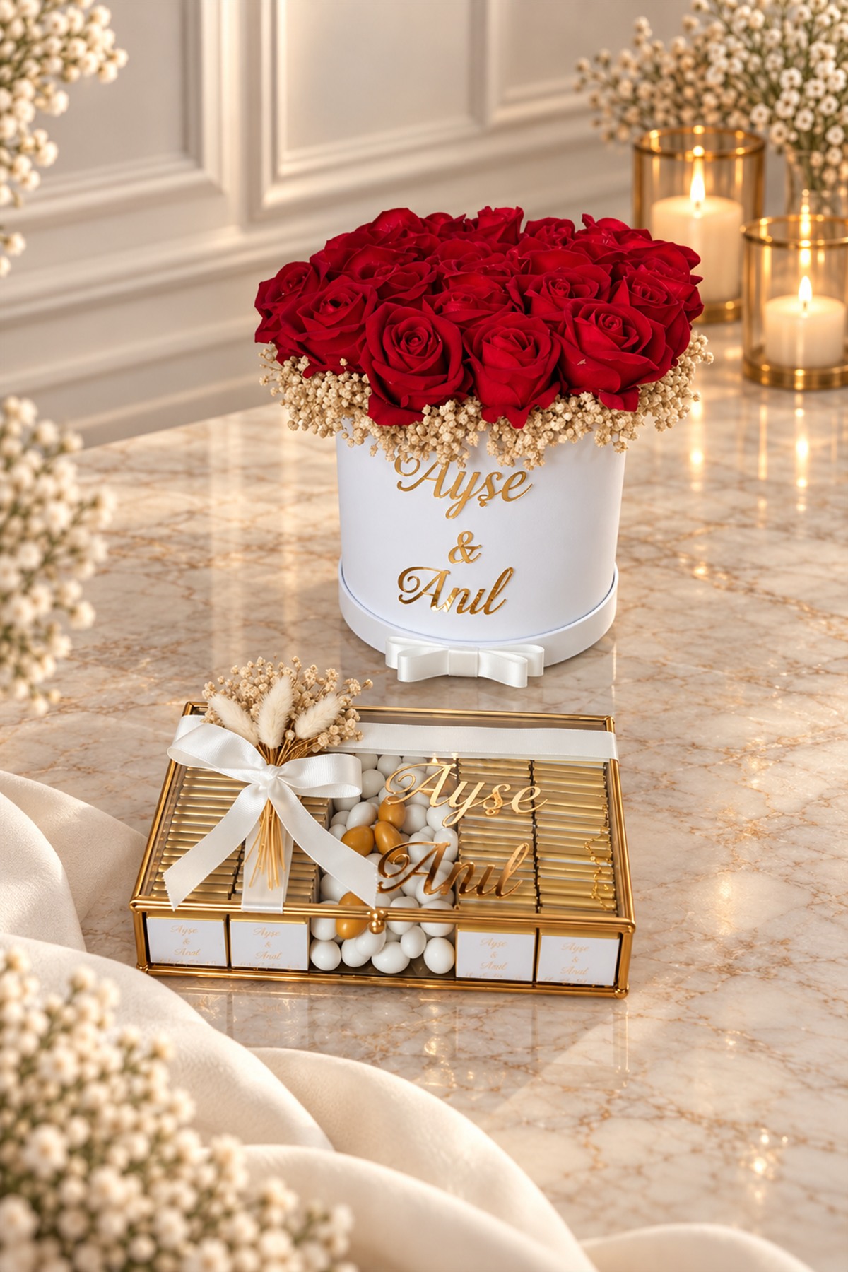 Kız isteme çikolatası kız isteme çiçeği 25 güllü set