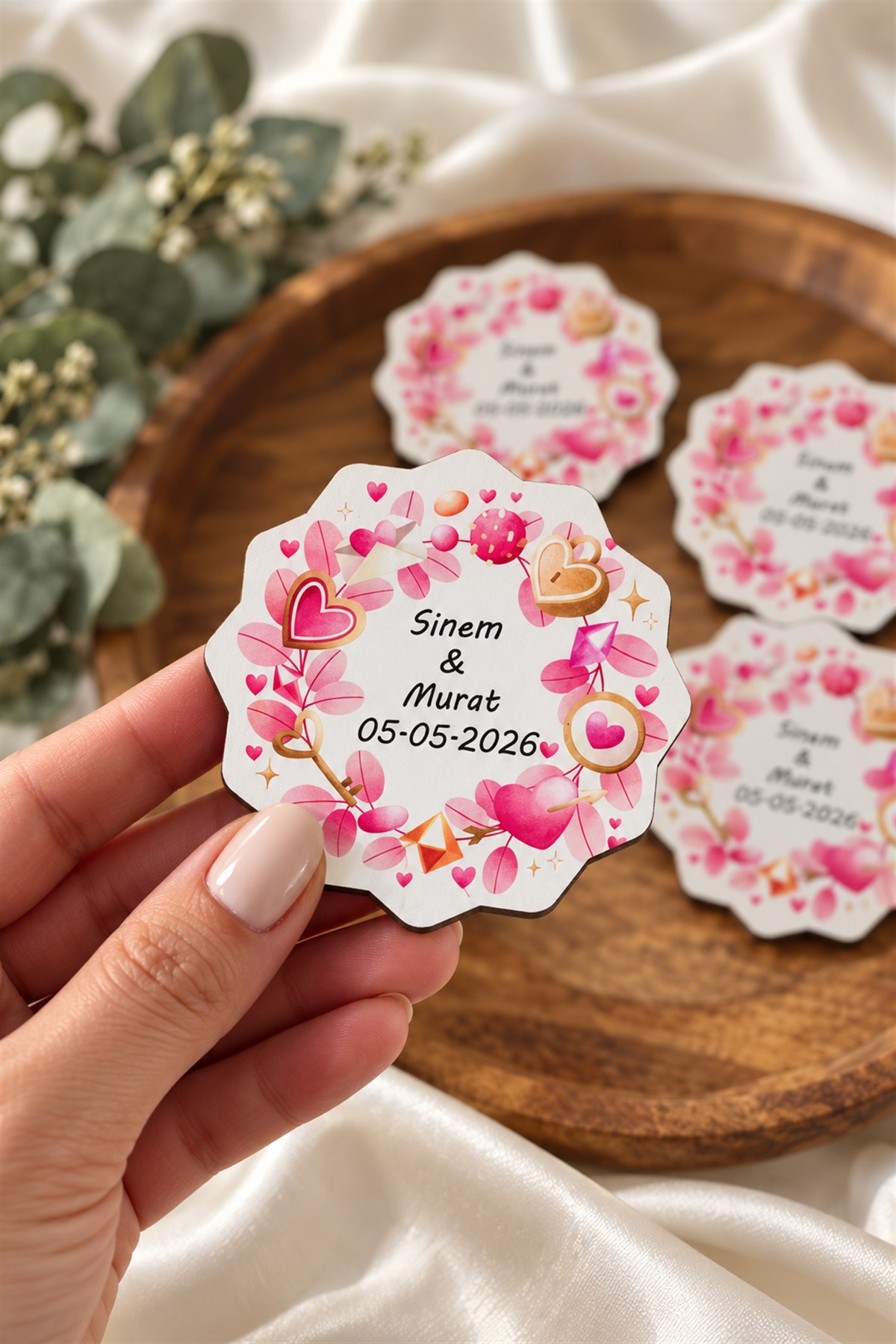 10 adet ahşap magnet söz nişan hediyeligi nikah şekeri mevlüt